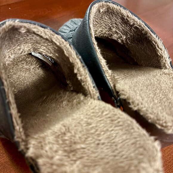 Muk Luks Kameryn Faux Fur Lined Knit Gray Mules Clogs Women 7 - Picture 7 of 12